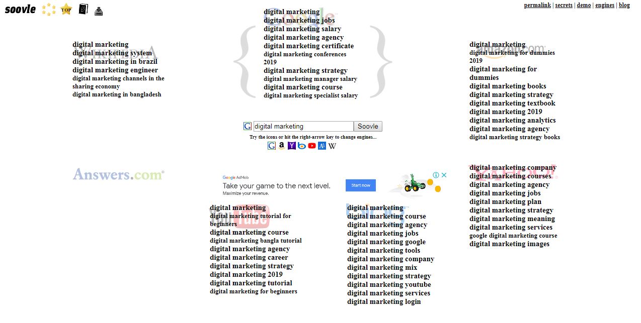 Soovle Keyword Research Tool